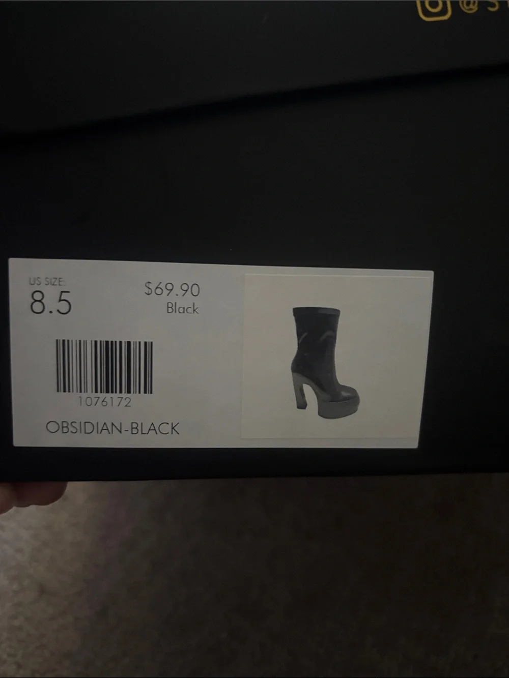 Women's Black Platform Ankle Boots with High Chunky Heel